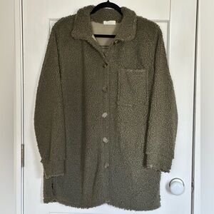 NWOT Les Amis Olive Green Sherpa Shacket - size L